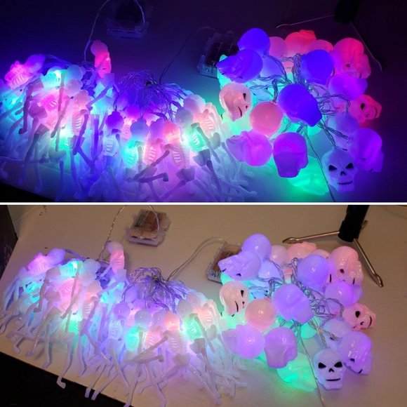 Skulls and skeletons multicolor string lights - Picture 1 of 10